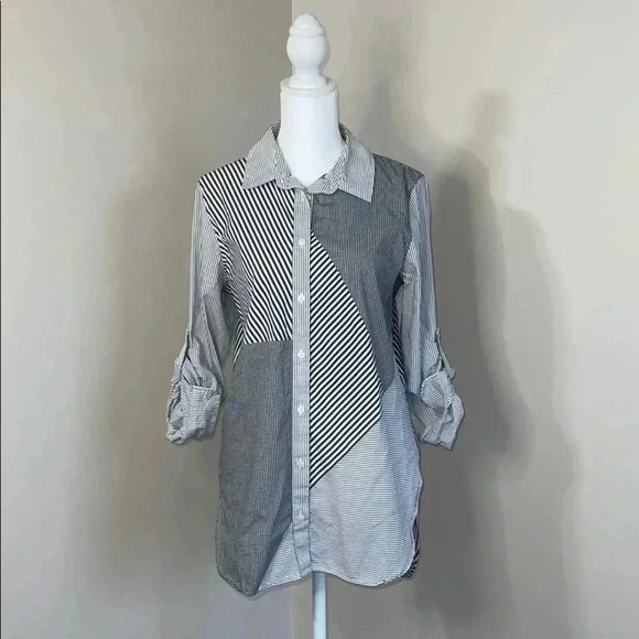 Calvin Klein Rolled Sleeve Striped Shirt NWOT​​​ - Picture 1 of 12